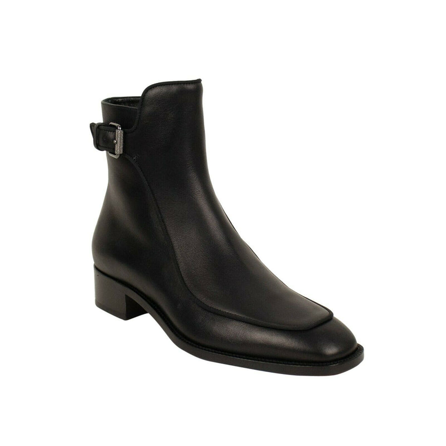 'Ecritoir' Leather Ankle Booties - Black