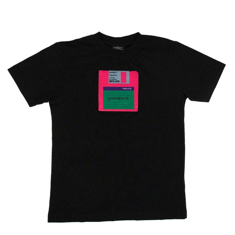 Cotton Multicolored Floppy Disk T-Shirt - Black