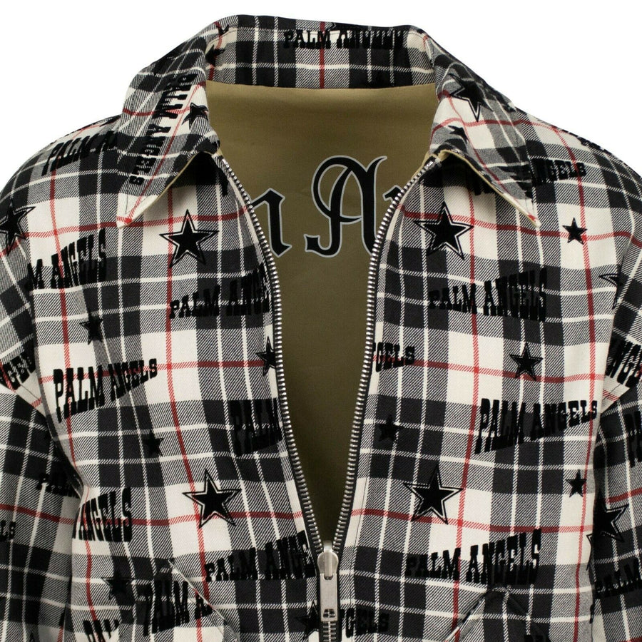 Reversible Plaid Harrington Jacket - Black / White / Tan