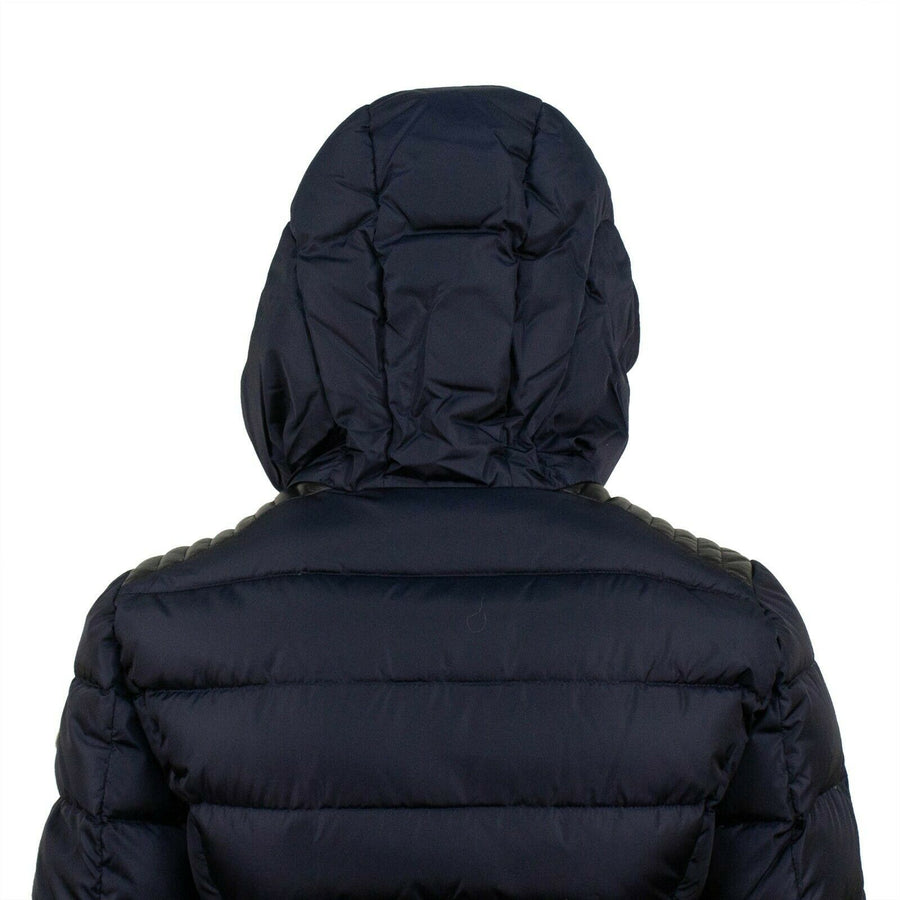 'Talev' Down Filled Quilted Puffer Long Coat - Navy Blue