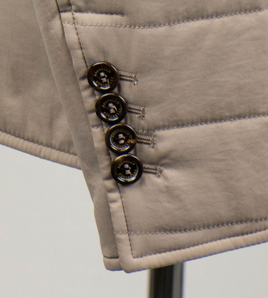 Nylon Puffer Peacoat Jacket - Beige