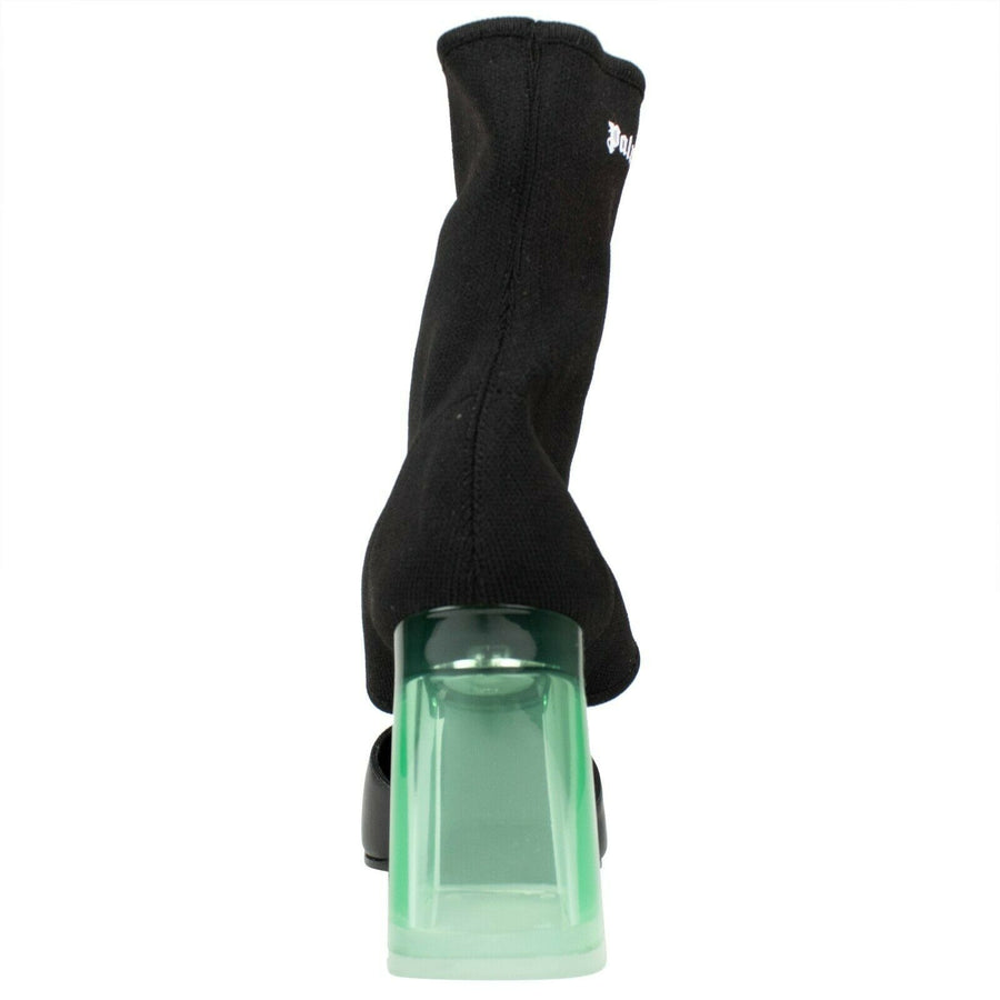 Sock Cutout Plexi Heel Ankle Boots - Black / Green