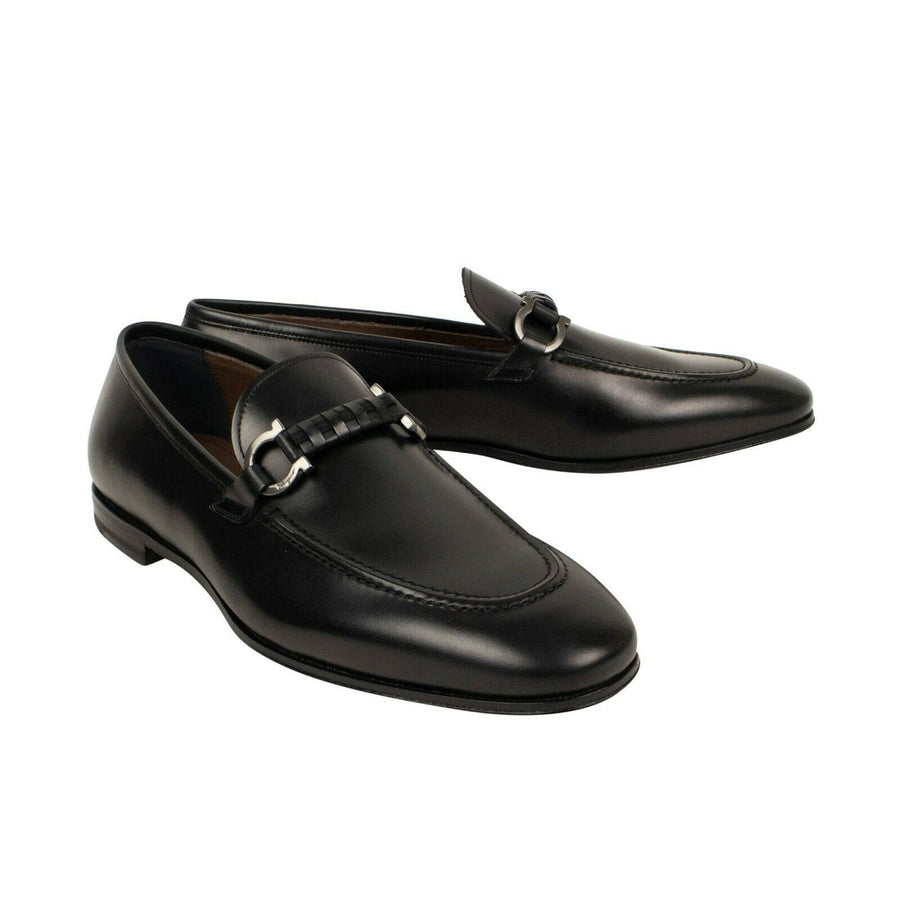 Leather 'Gancini' Loafer Dress - Black
