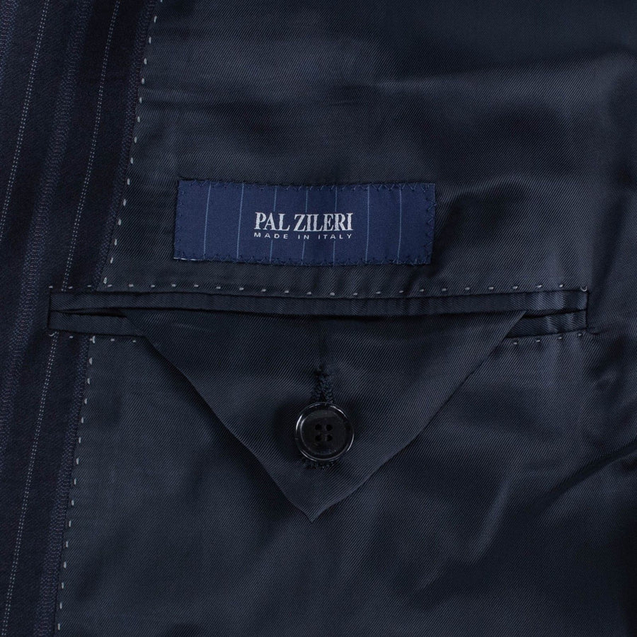 Thick Multi Stripe Double Breasted Suit - Black