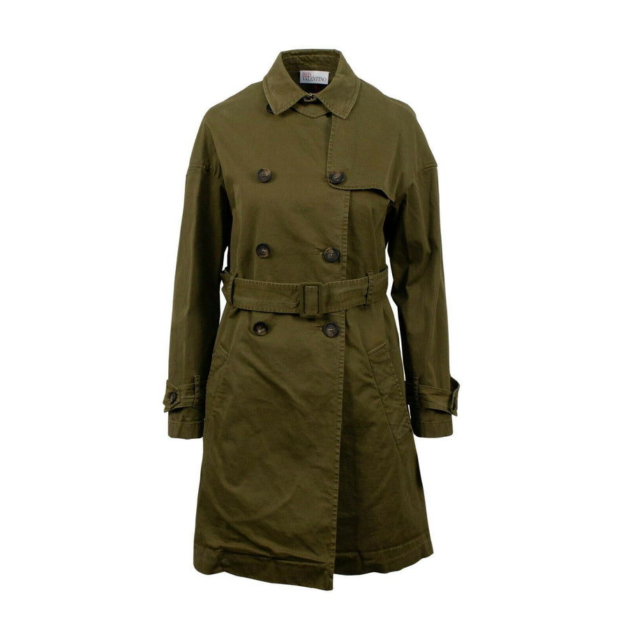 Double Breasted Trench Coat - Olive Green