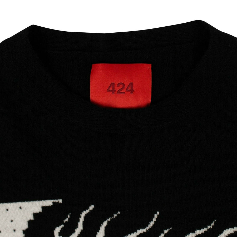 Wool Blend Reaper Knit Sweater - Black