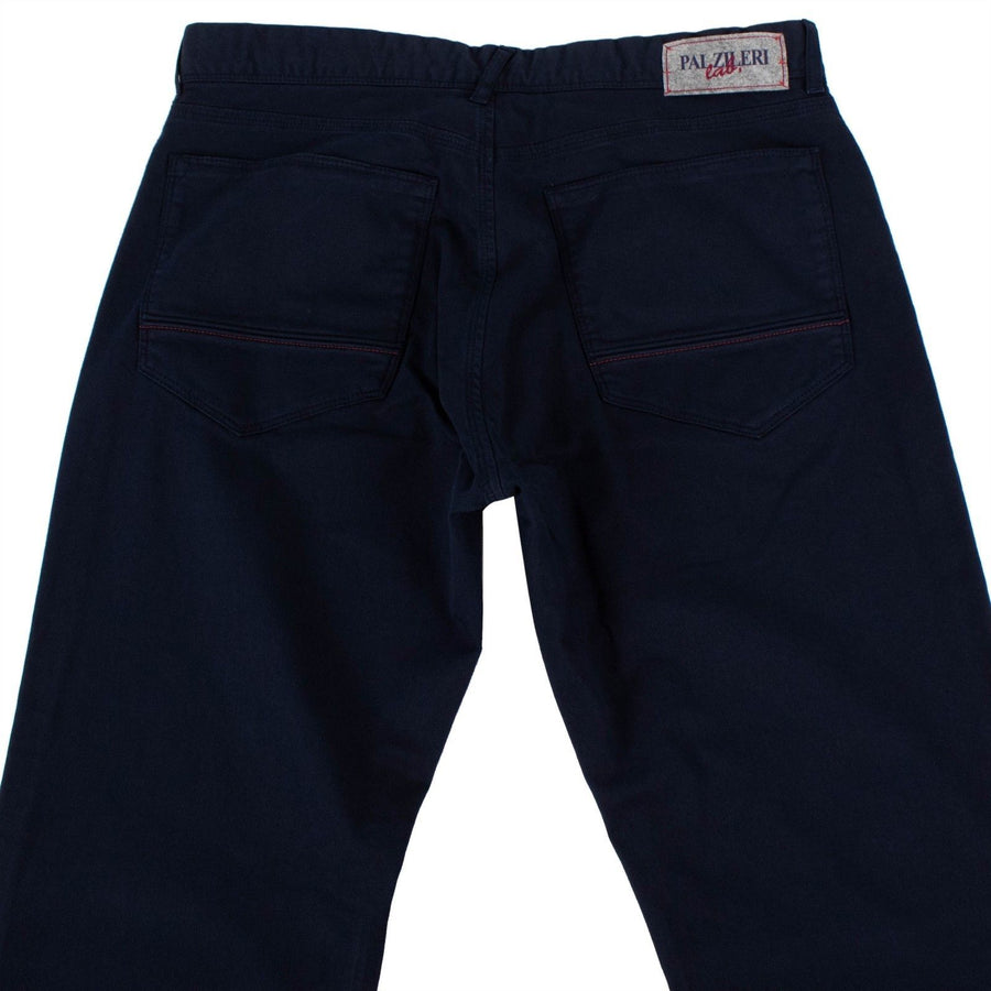 Navy Blue Cotton Blend Pants