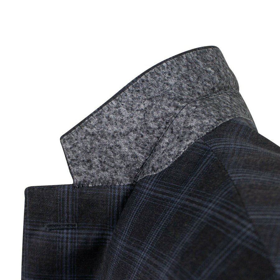 Drop 6 Plaid 3 Roll 2 Button Wool Sport Coat - Gray / Blue