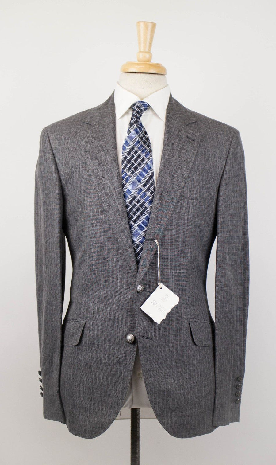 Wool Blend Check 3/2 Button Sport Coat - Gray