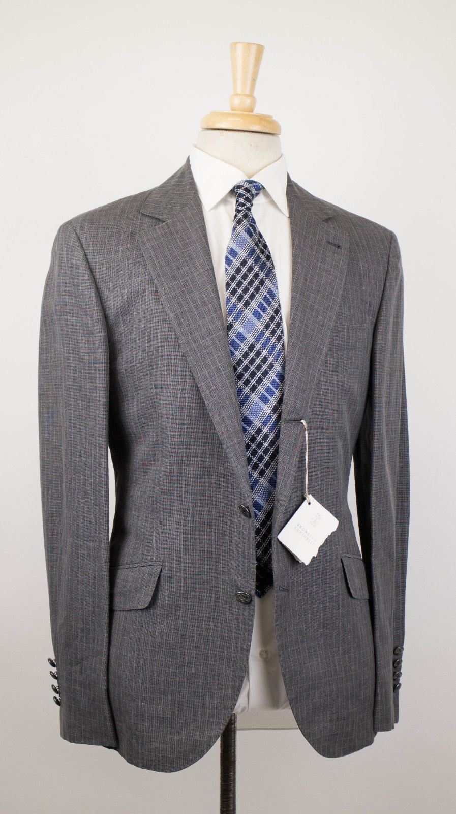 Wool Blend Check 3/2 Button Sport Coat - Gray