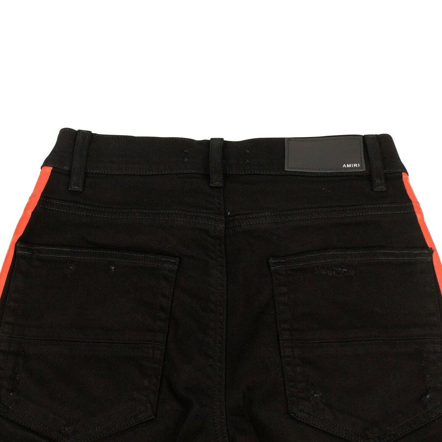 Denim Skinny Red Side Stripe Jeans - Black