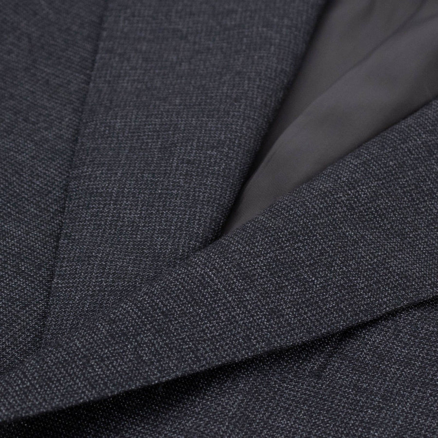 Micro Houndstooth Wool Two Button Suit - Charcoal Gray