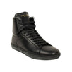 Wolly Leather High-Top Sneaker - Black