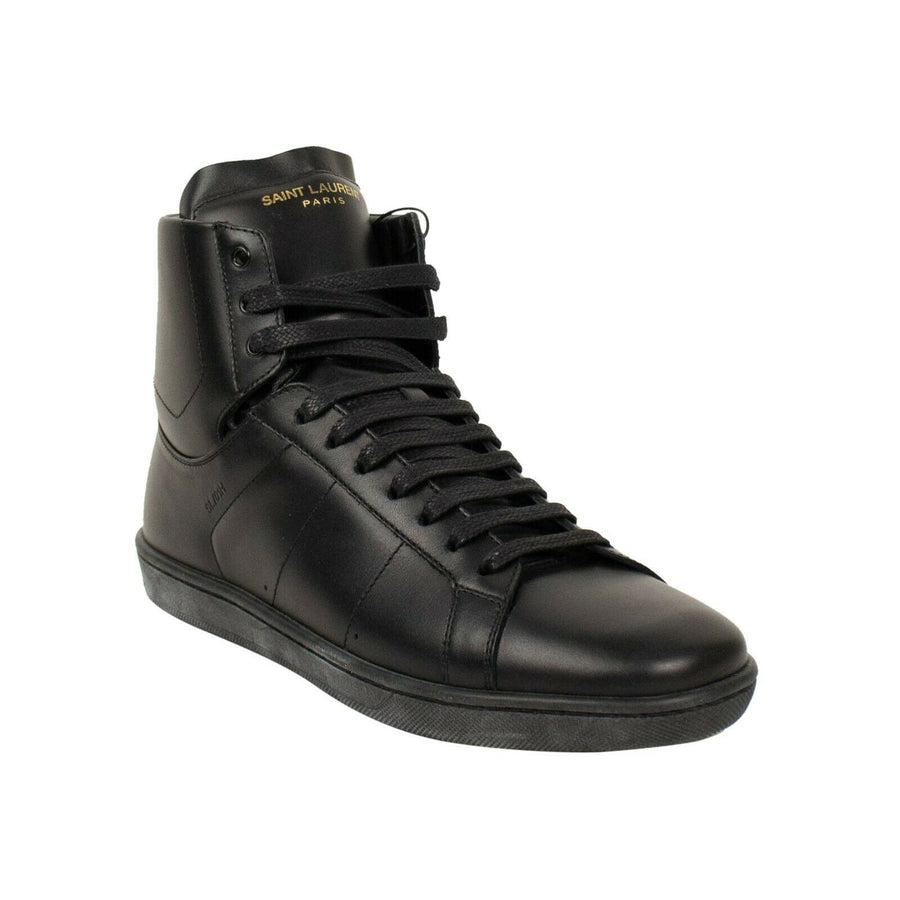 Wolly Leather High-Top Sneaker - Black