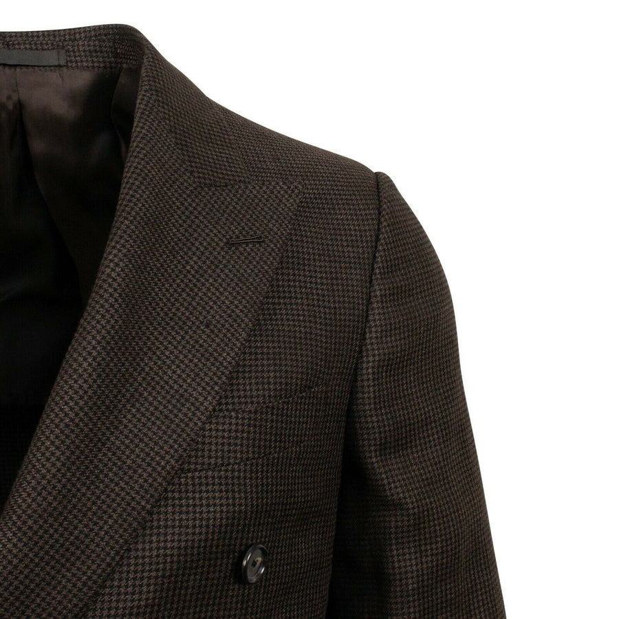 Drop 8 Houndstooth Double Breasted Wool Blend Sport Coat - Brown