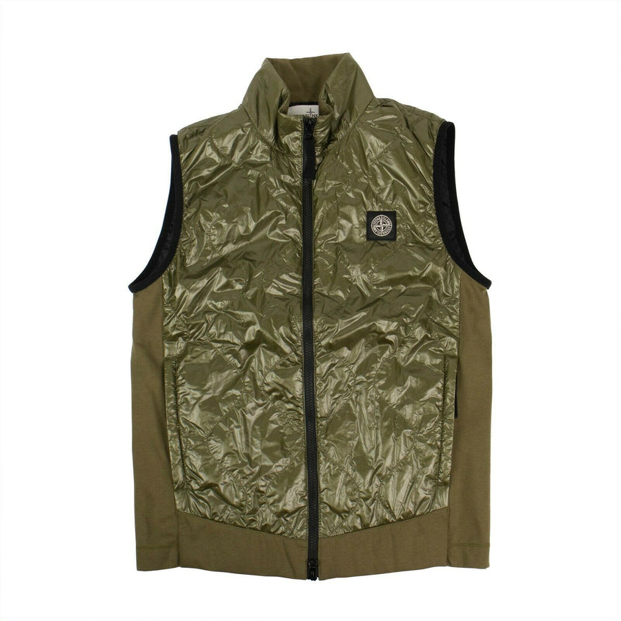 Quilted Zip Up Gilet Vest - Olive Green