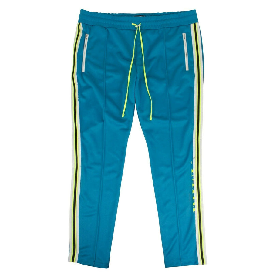 Polyester Striped Detail Skinny Track Pants - Aqua Blue