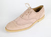 Suede Leather Wingtip Oxfords - Light Pink