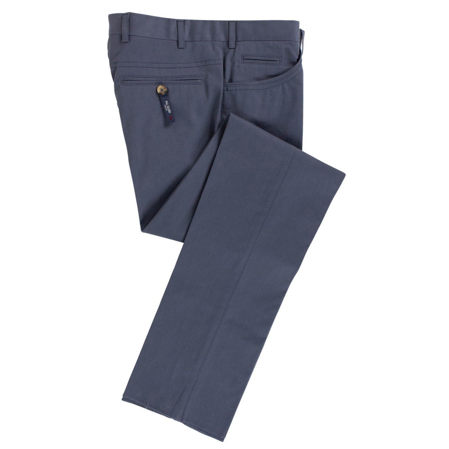 Blue Cotton Blend Dress Pants