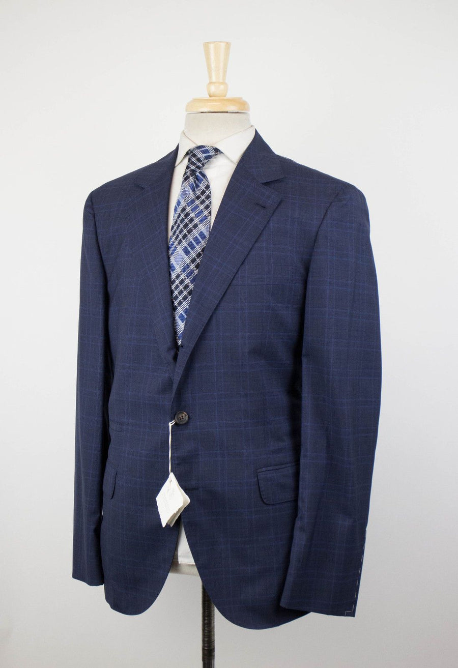 Plaid Wool Blend 3 Roll 2 Sport Coat - Blue