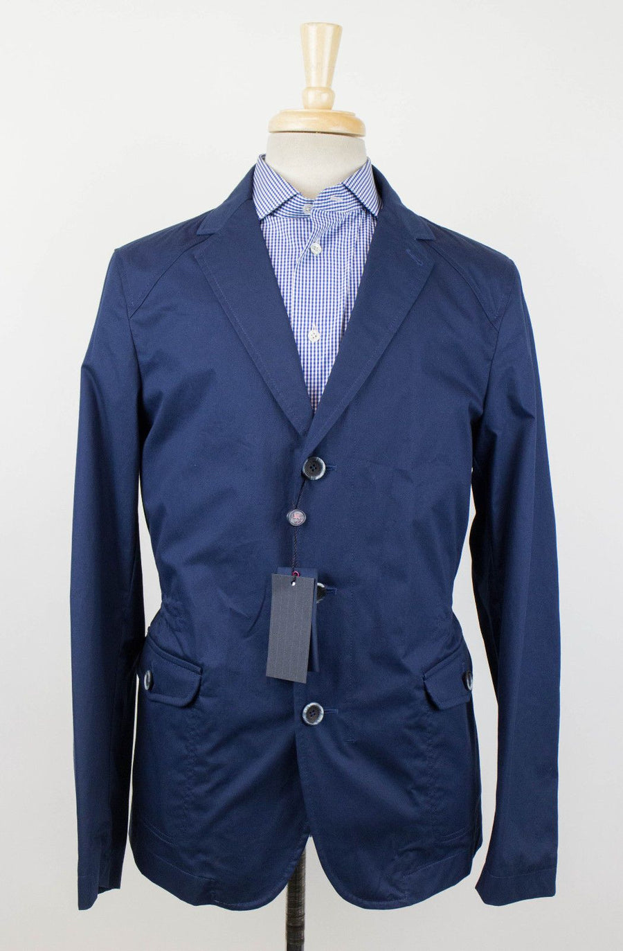 Cotton Blend Trench Coat - Blue