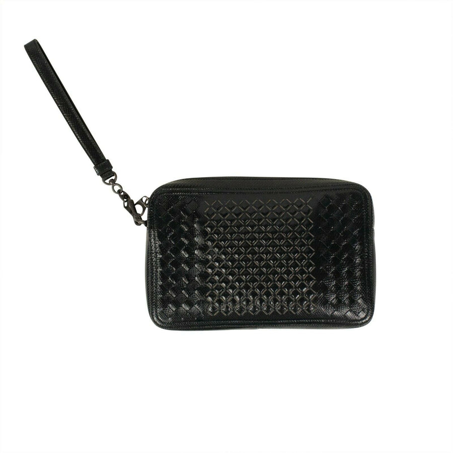 Leather Karung Shiny Grid Document Case - Blue