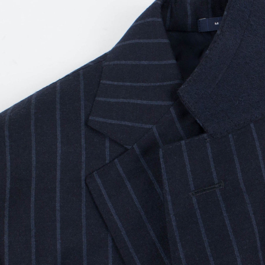 Drop 7 Striped Wool Two Button Suit - Navy