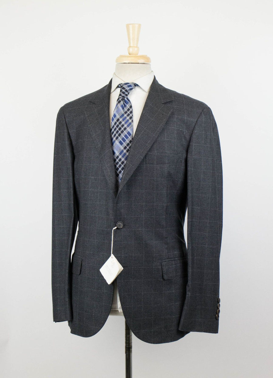 Cashmere Blend Windowpane 3/2 Button Sport Coat - Gray