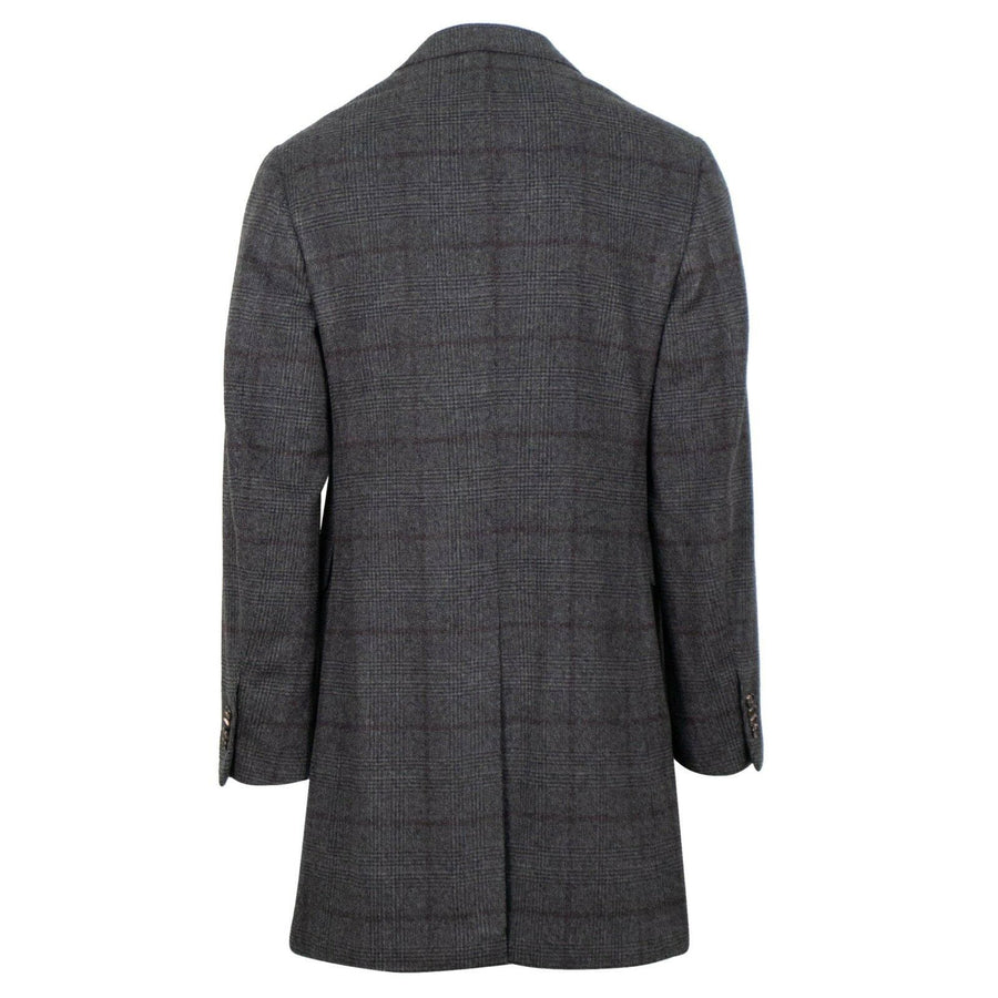 Plaid Cashmere Loro Piana Fabric Top Coat - Gray
