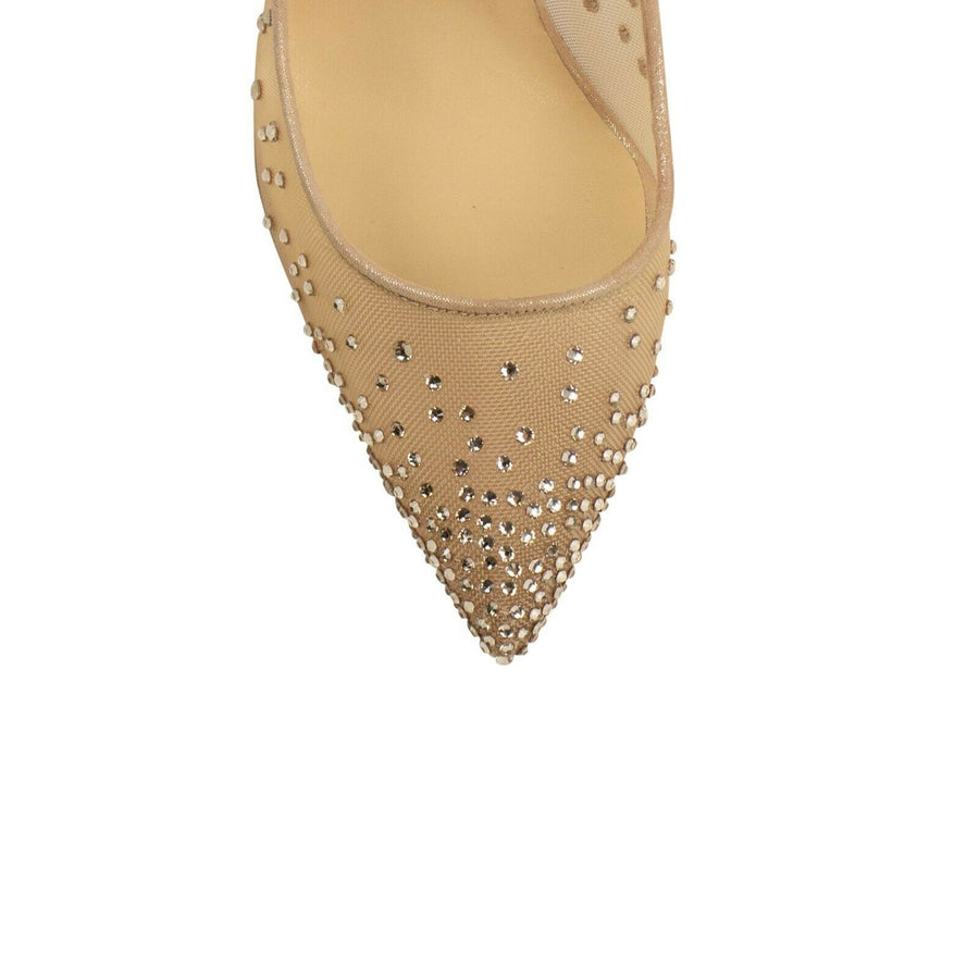 Follies Strass Mesh 100mm Pumps - Beige / Gold