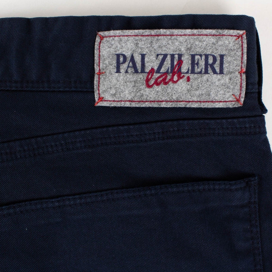 Navy Blue Cotton Blend Pants