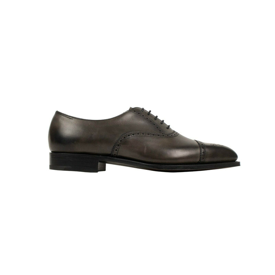 Leather Cap Toe Lace Up Oxfords - Antique Gray