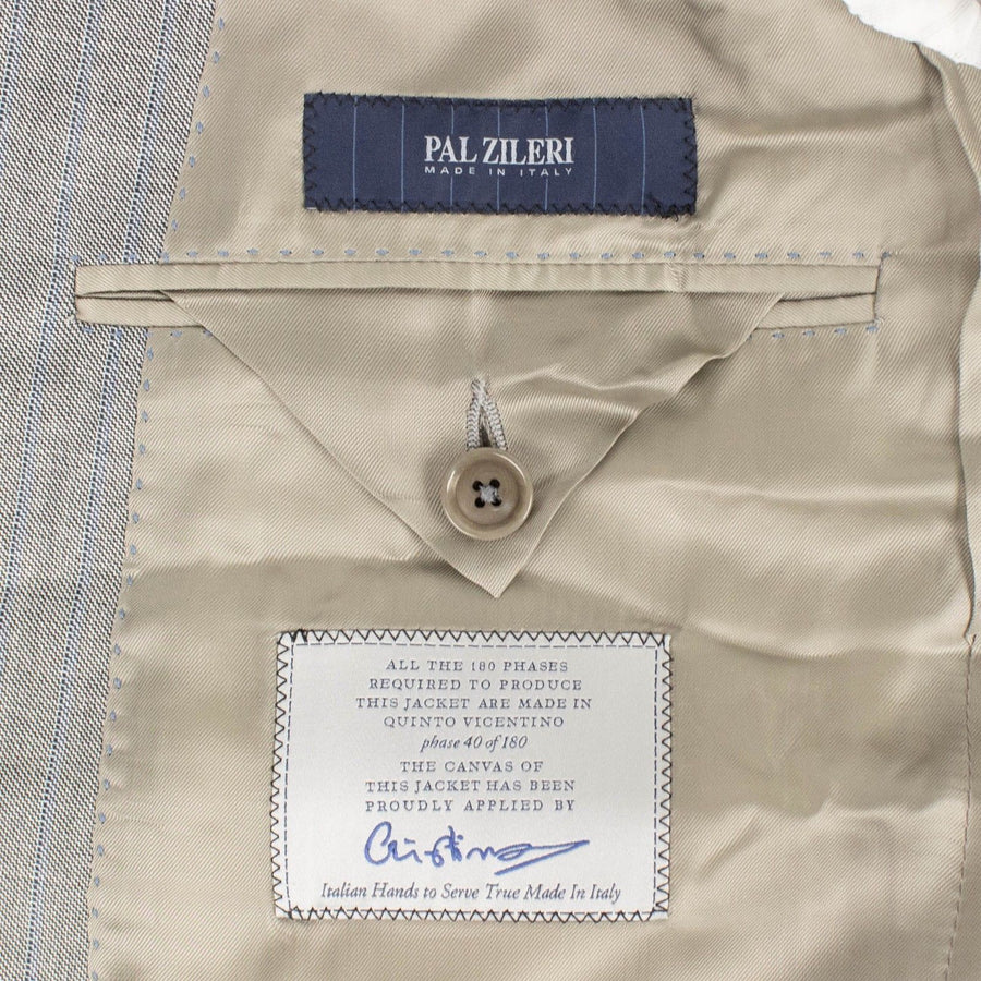 Striped Wool Two Button Suit - Light Gray