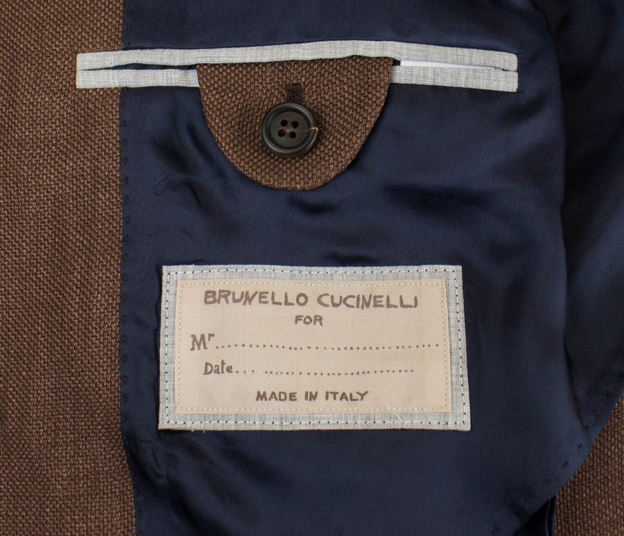 Wool Blend 3 Roll 2 Button Suit - Brown