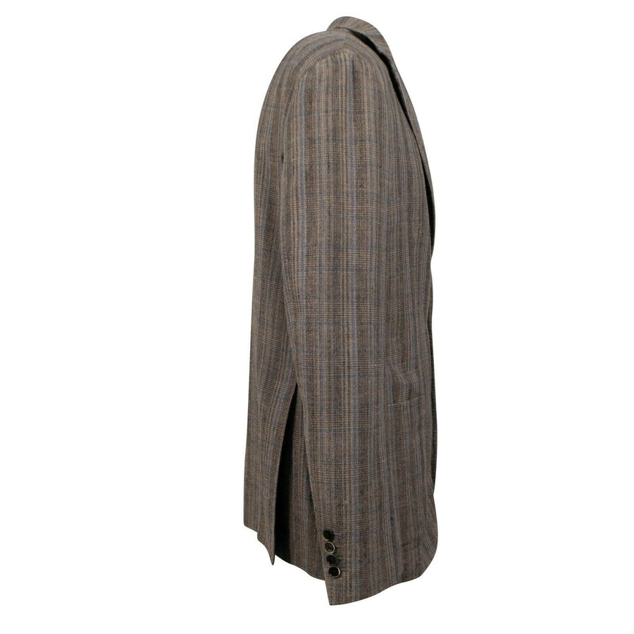 Drop 8 Plaid Two Button Wool Blend Sport Coat - Brown