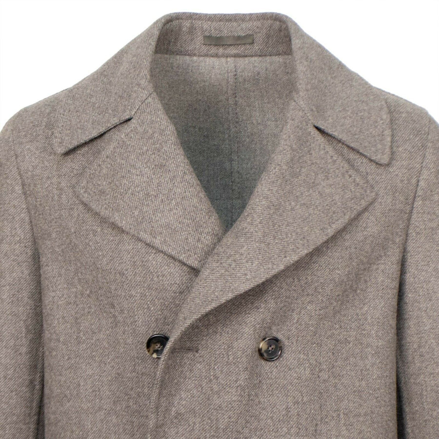 Wool Double Breasted Overcoat - Light Brown