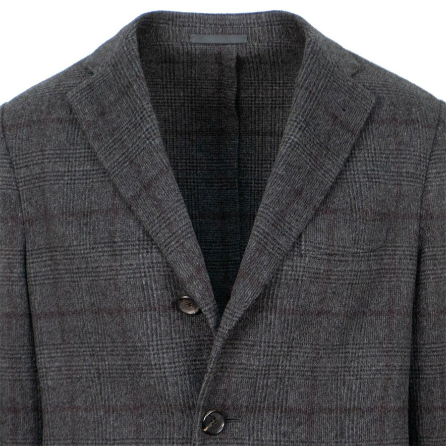 Plaid Cashmere Loro Piana Fabric Top Coat - Gray