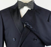 Cashmere Satin Lapels Double Breasted Tuxedo Suit - Blue