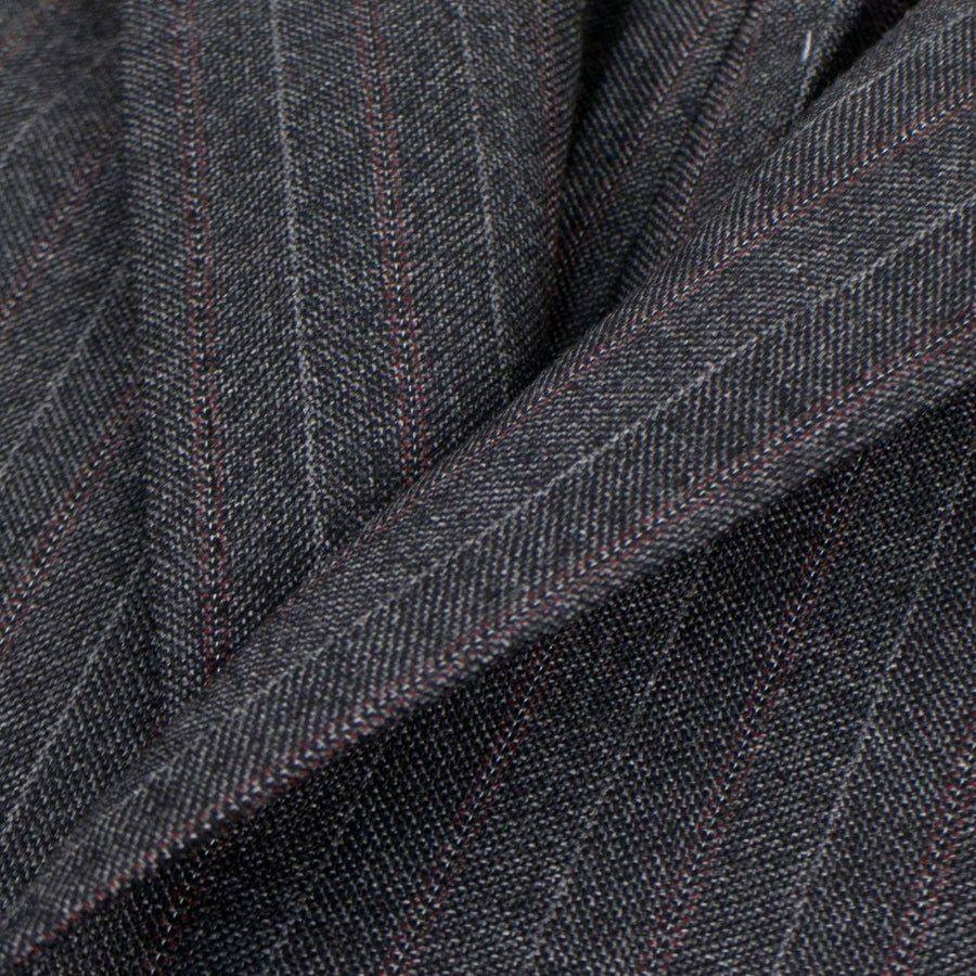 Drop 8 Pin Striped Wool Two Button Suit - Charcoal Grey