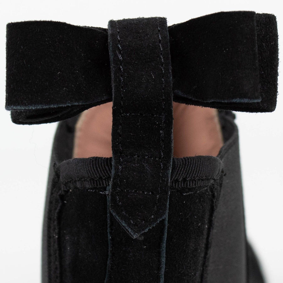 Black With Bow High Top Suede Sneakers