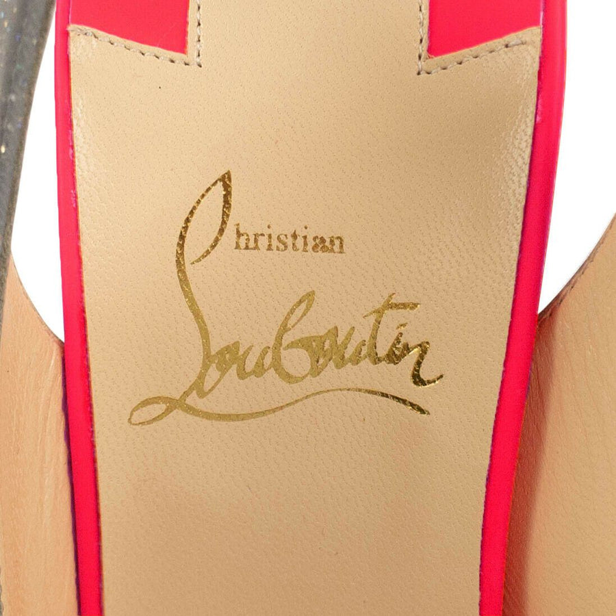 Fetish Peep Toe Slingback Pumps - Pink / Silver