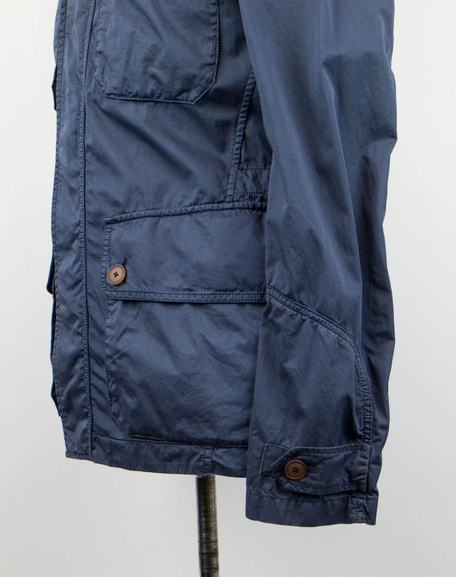 Cotton W/ Removable Hood Trench Coat - Blue