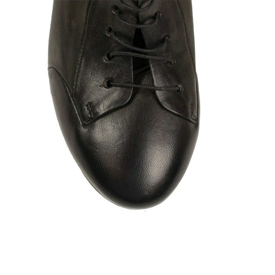 Scavata Leather Lace Up Ankle Boots - Black