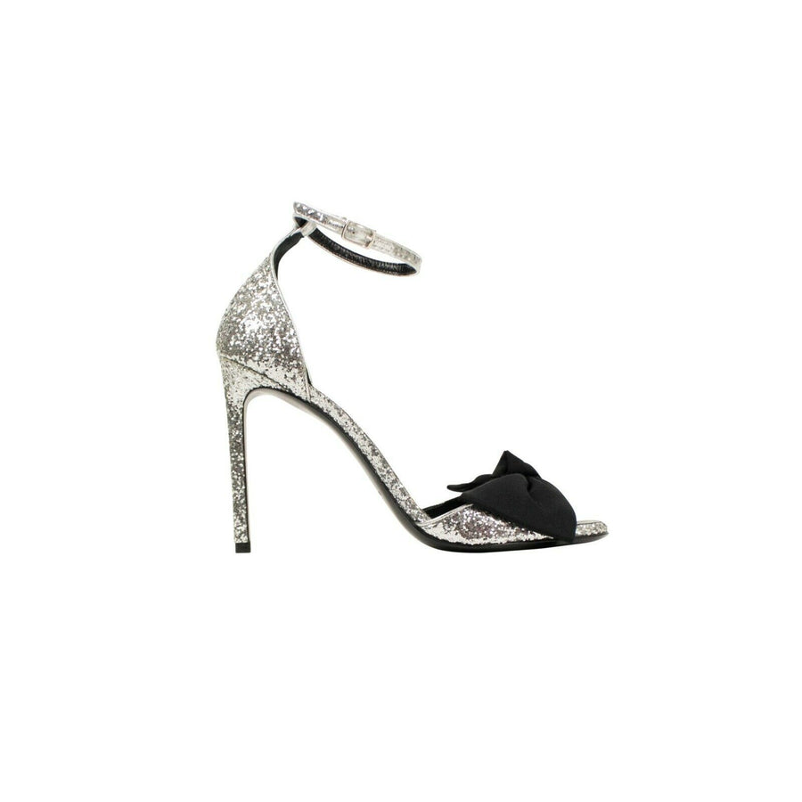 Glitter Jane Bow Sandal Pumps - Silver