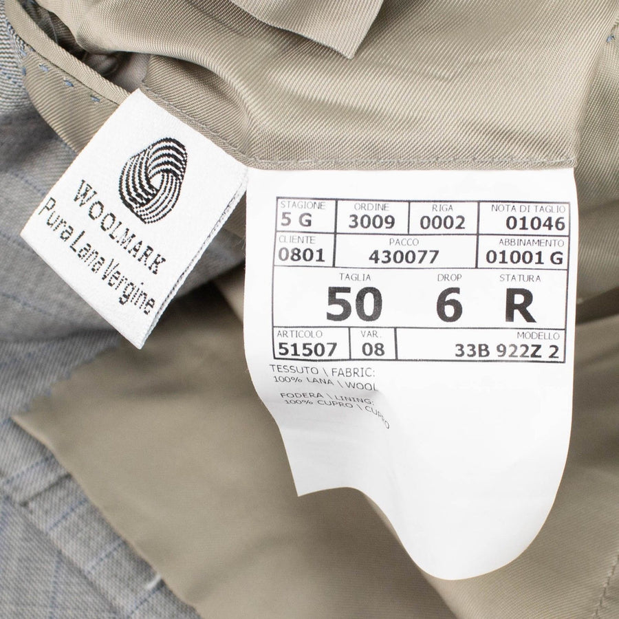 Striped Wool Two Button Suit - Light Gray