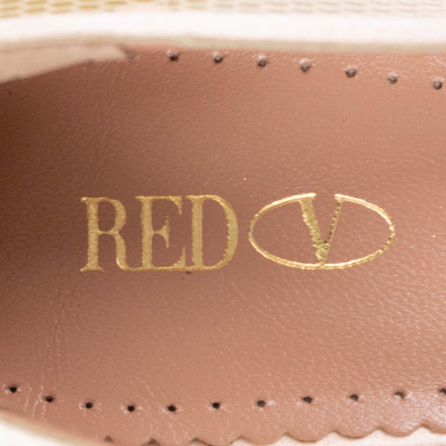 Mesh Polka Dot Bow Pumps - Pale Rose