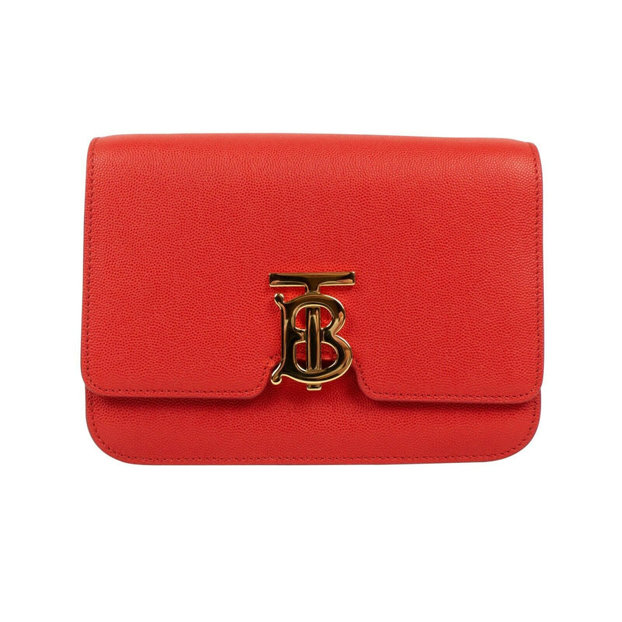 Grainy Leather 'TB' Monogram Shoulder Bag - Red