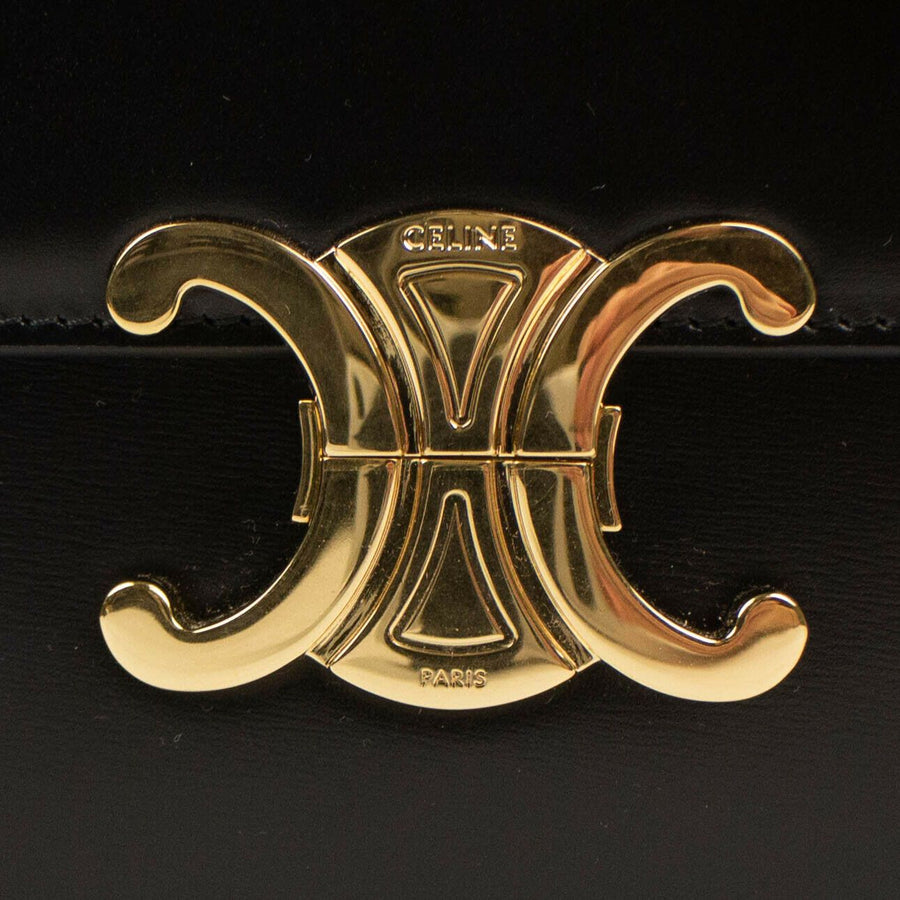 Calfskin Leather Medium Triomphe Cross Body Bag - Black