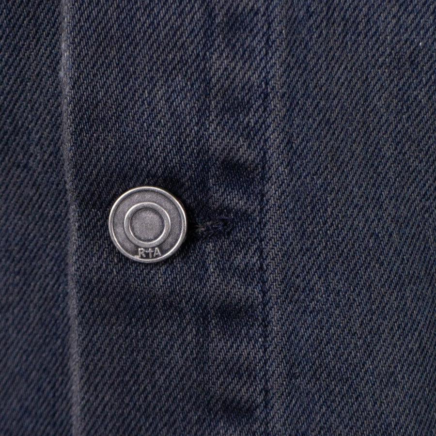 Contrast Sleeve Button Down Denim Jacket - Gray / Blue