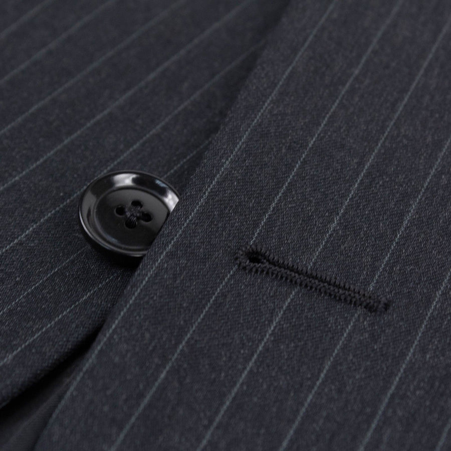 Striped Wool Three Button Suit - Grey